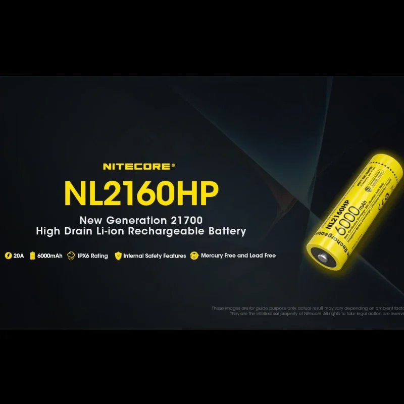 Nitecore NL2160HP 21700 6000mAh Top High-performance Rechargeable Battery 20A 3.6V 21.6Wh With Protected