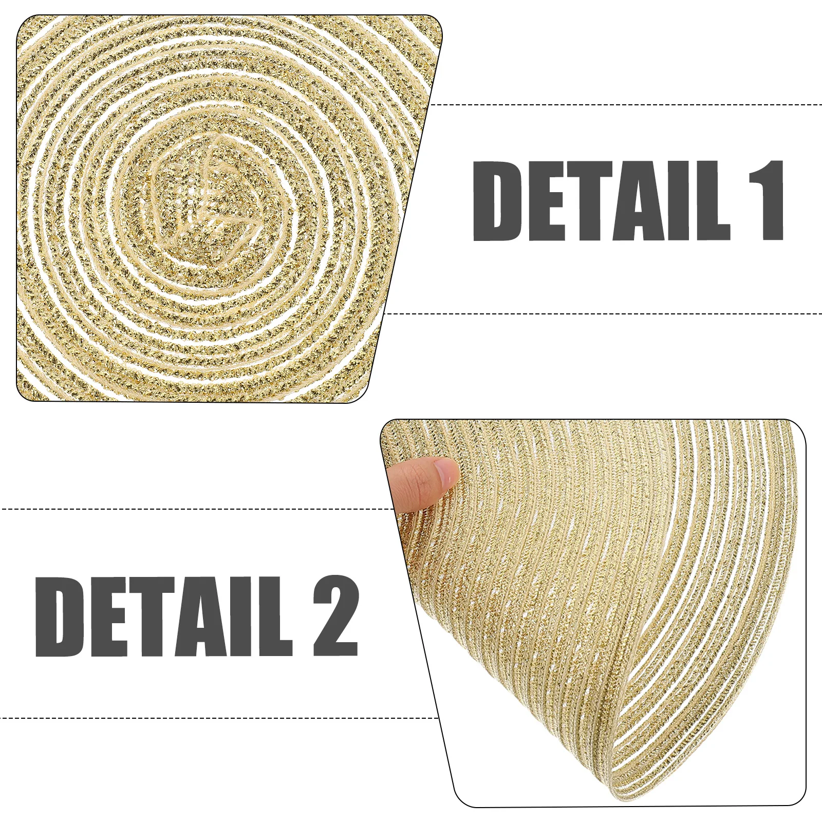 

4 pcs Cotton Placemat Woven Heat Insulation Mat Non-Slip Dining Tableware Protector For Home Restaurant Use Golden