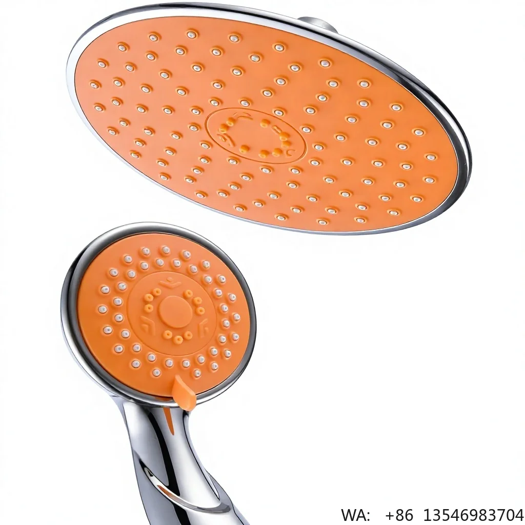 XOYOO Single Handle Modern Rainfall Chrome Thermostatic Shower Head Set ABS Polished Portable Bathroom Accessories Orange Color