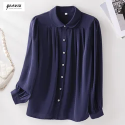 NAVIU Women's Blouse Long Sleeve Shirt Chiffon Blus Spring 2024 Fashion Long Sleeve Female Elegant Office Ladies Casual Work Top