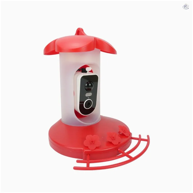 Outdoor AI Smart Iron Durable Eco-Friendly Squirrel Repelling Bird Feeder Camera Hanging Solar Hummingbird Feeder with Bowls