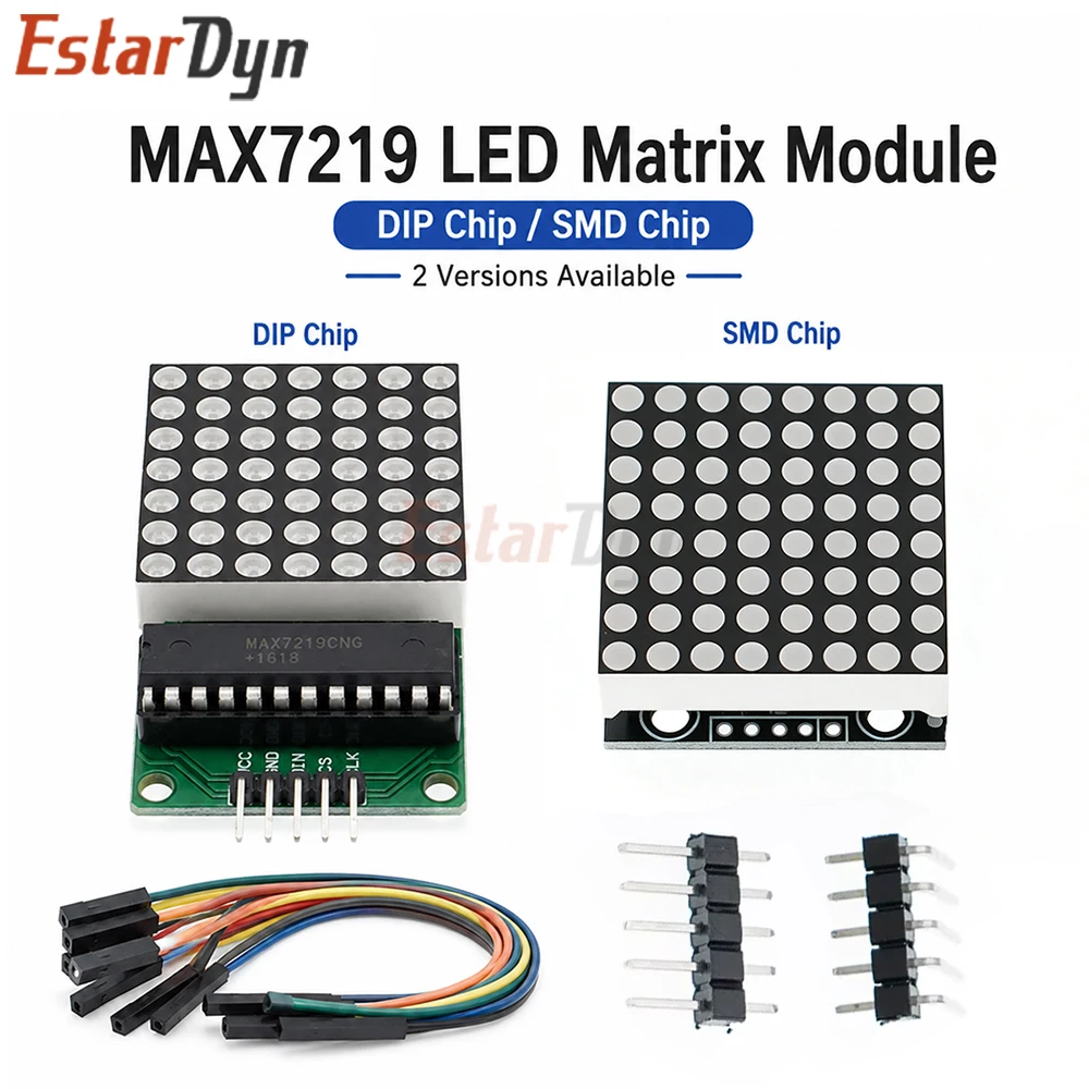 Estardyn MAX7219 8x8 Red LED Dot Matrix Display 5V SPI Driver Module Cascadable for MCU DIY Electronic Control Board