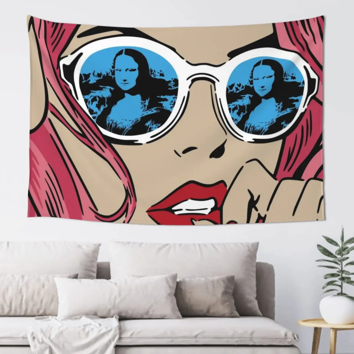 

MONA LISA REFLECTIONS PINK Tapestry Decorative Paintings Nordic Home Decor Tapestry