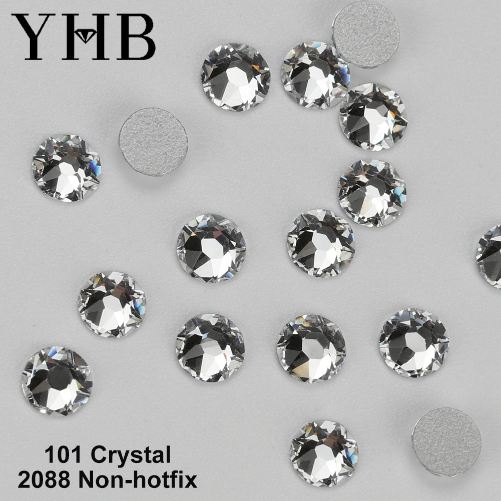 YHB 2088 High Quality 16facet Hotfix Non-Hofix Cold fixation  White Crystal AB Stass Flatback Rhinestones  DiY  Nail art