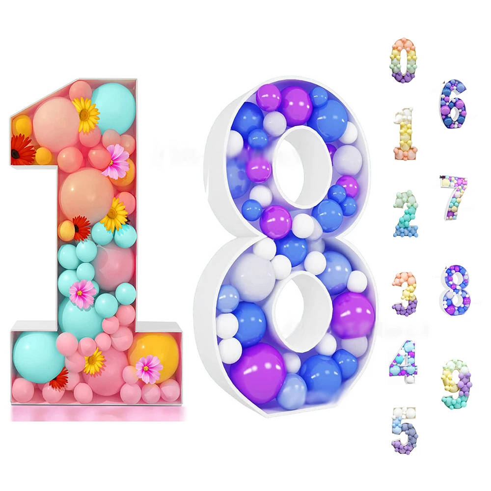 誕生日のための巨大な風船の段ボール,0〜9歳の誕生日の装飾,30〜40の数字,バルーンフレーム