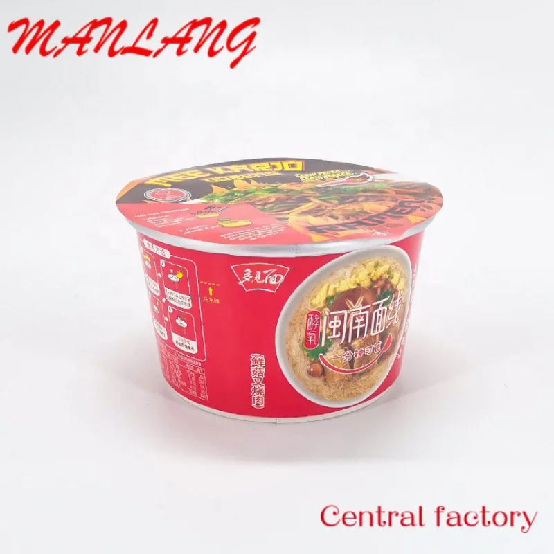 Customfood grade paper 850ml food container bowls instant noodle paper cups with sealing lid