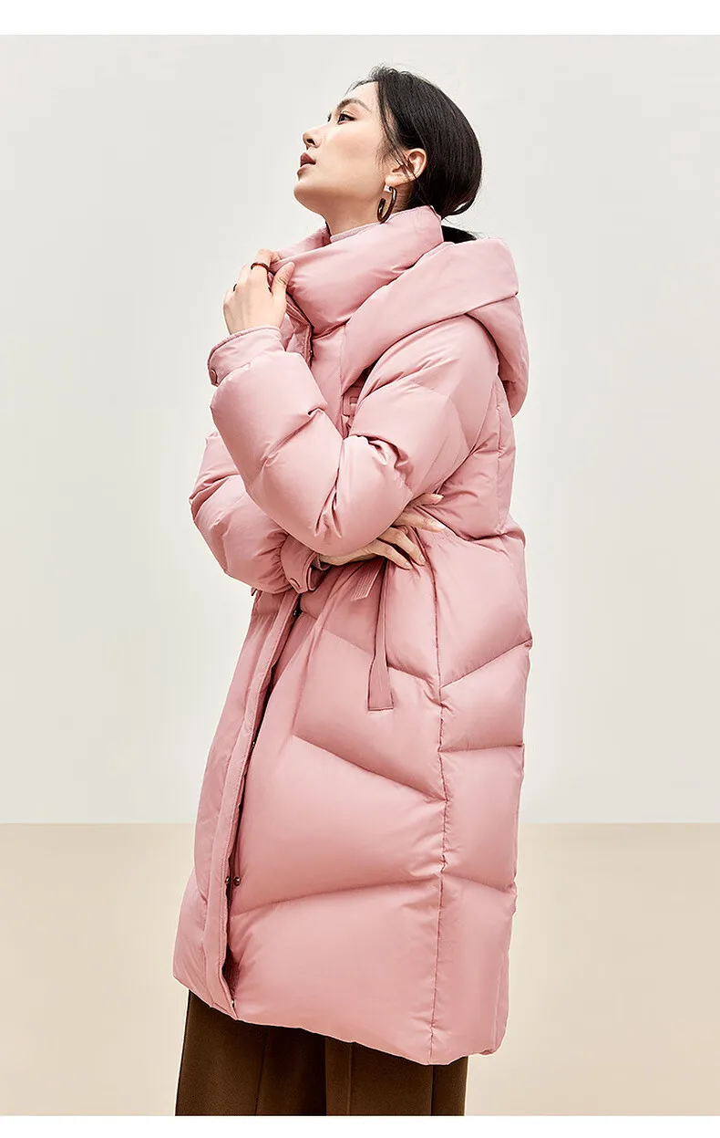 SENTUBILA Winter Lange Down Jas Vrouwen 2024 Koreaanse Oversized Capuchon Rits Witte Eend Donsjacks Parka Outerwears W44Y55972