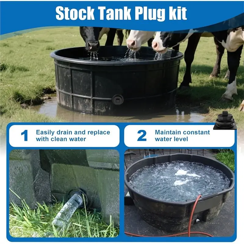 For Rubbermaid Commercial 50 70 100 150 300 Gallon Stock Tanks Compatible Drain Plug Float Valve Replacement-AA26