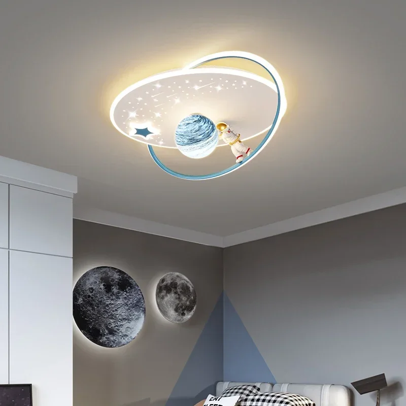 Nordic Modern Children\'s Ceiling Lamp LED Chandelier  Creative Planet Astronaut Design Kid Room  Bedroom Home Decor Lighting