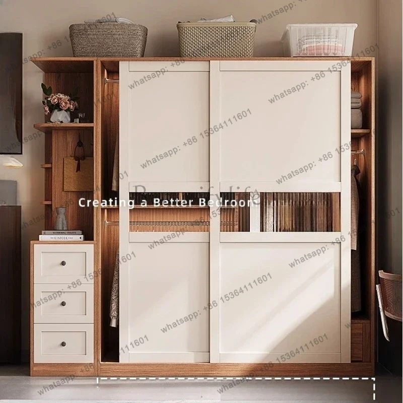 Factory Direct Bedroom Organizer Home Wardrobes Storage Open Clothes Cabinet/ Closet Wardrobes Sliding Door Wooden Locker House