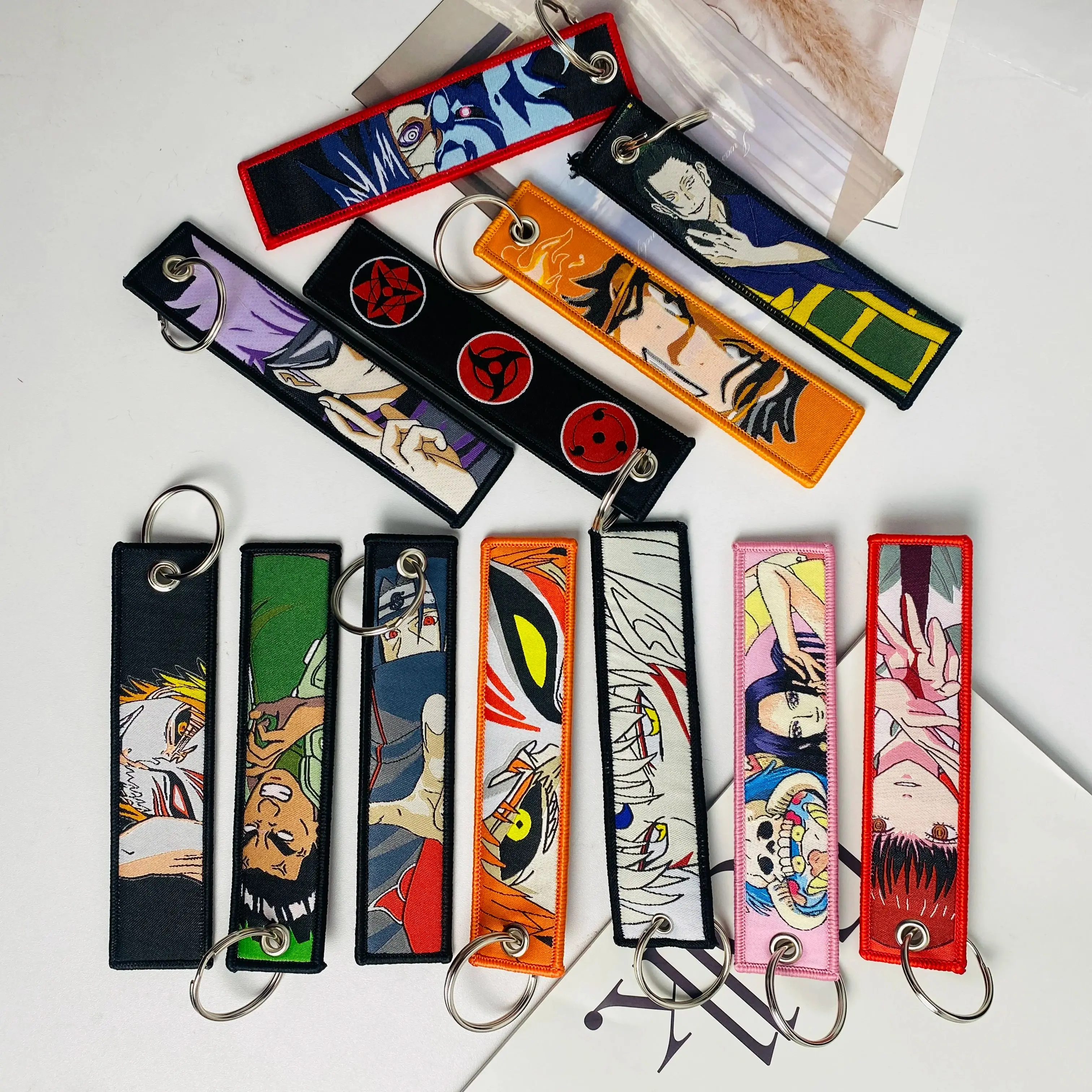 New Design Motorcycles Cars Anime Chain Jet Tags Embroidery Key Fobs for Bag Backpack Keychain Fashion Key Ring Gifts