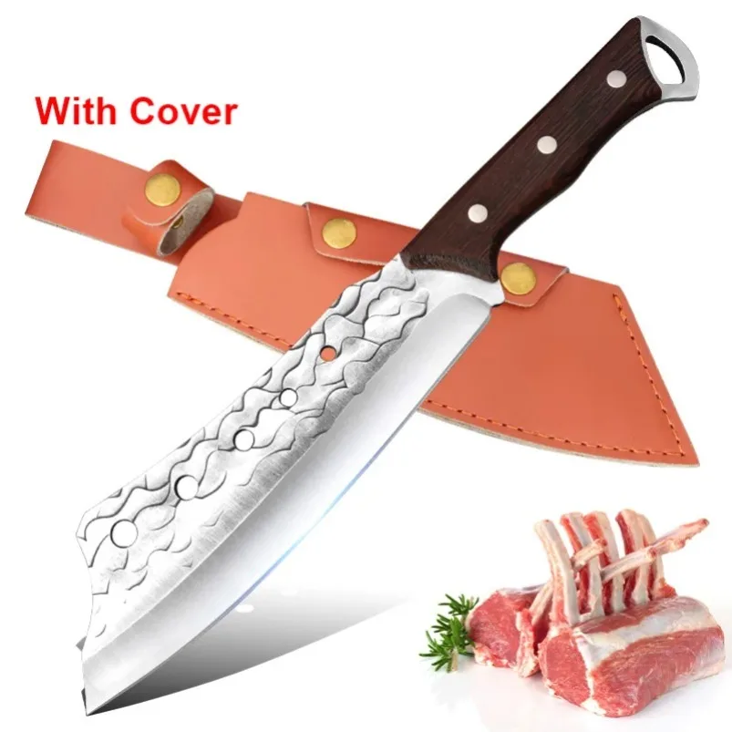 Holzgriff Küchenmesser Hacken Knochen Buther Messer Hand Schmiede Klinge Chef Boning Hackmesser Fleisch Hacken Gemüse Utility Schneidemesser