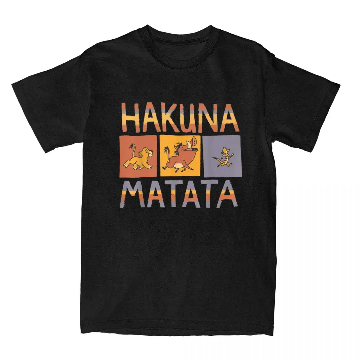 Men Women's T Shirt Hakuna The Lion King Matata Solid Blocks Vintage Tees Short Sleeve T-Shirt Cotton Pure Cotton Original Tops