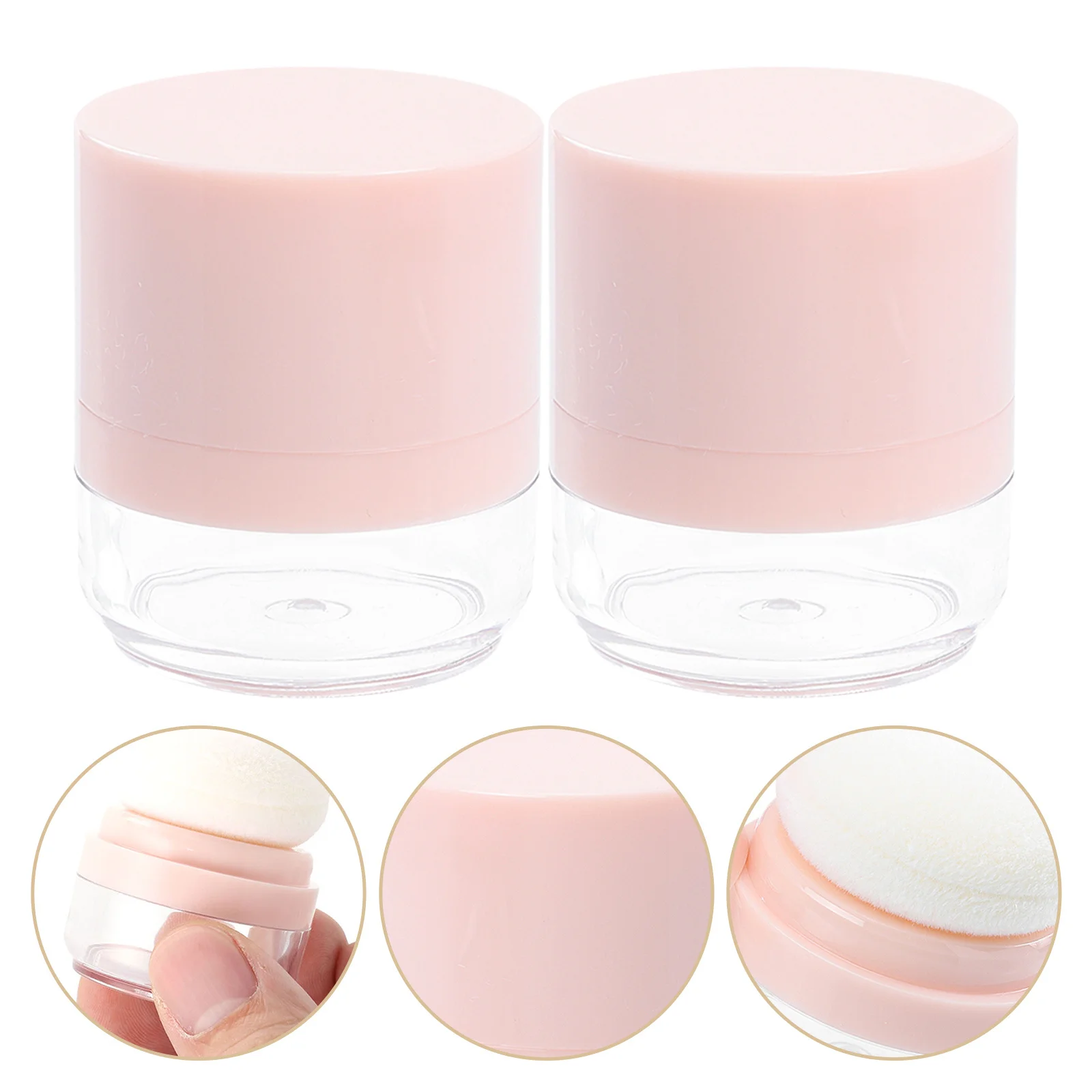 

2Pcs Loose Powder Box Portable Compact Travel Container Tight Seal Powder Puff Makeup Case Empty Refillable Holder