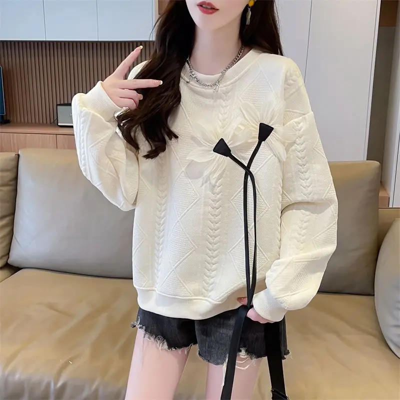 الجاكار البلوز للنساء على تعزيز 2000s قميص قطني بكم طويل Y2k نمط جديد في 90s خمر الجولة الرقبة امرأة البلوز القمم