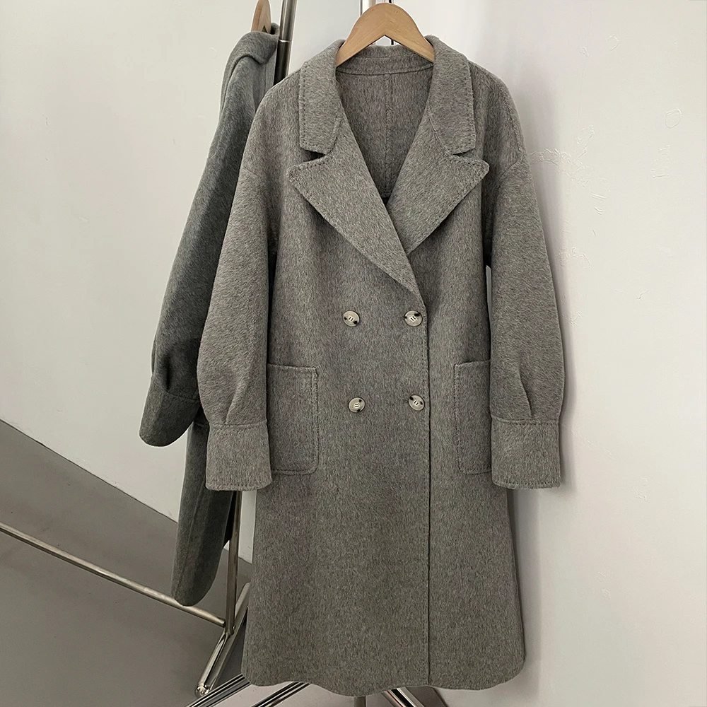 

Женская шерстяная куртка класса люкс, высококачественная женская парка с длинным рукавом и натуральным мехом, зимняя верхняя одежда для женщин