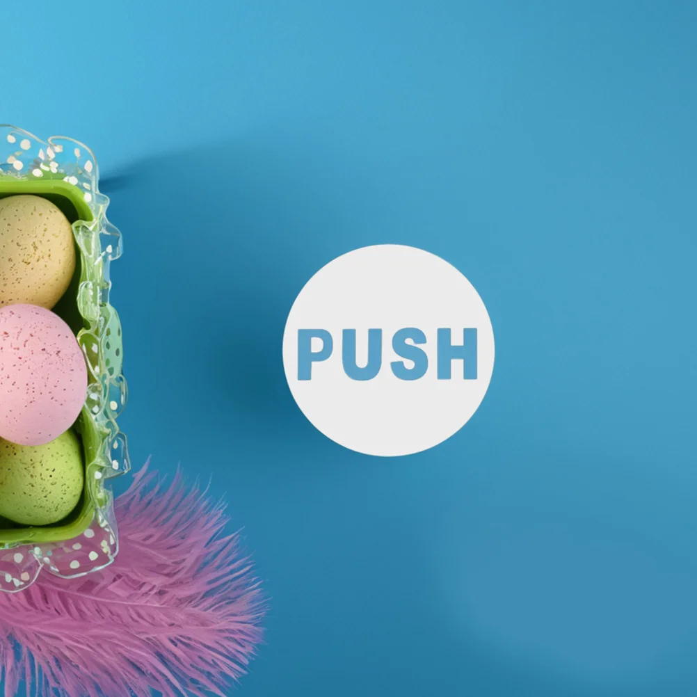 

2Pcs Glass Door Stickers Push Pull Round Sign for Commercial Spaces Clear Bold Lettering Weather Resistant Vinyl Decal for Home