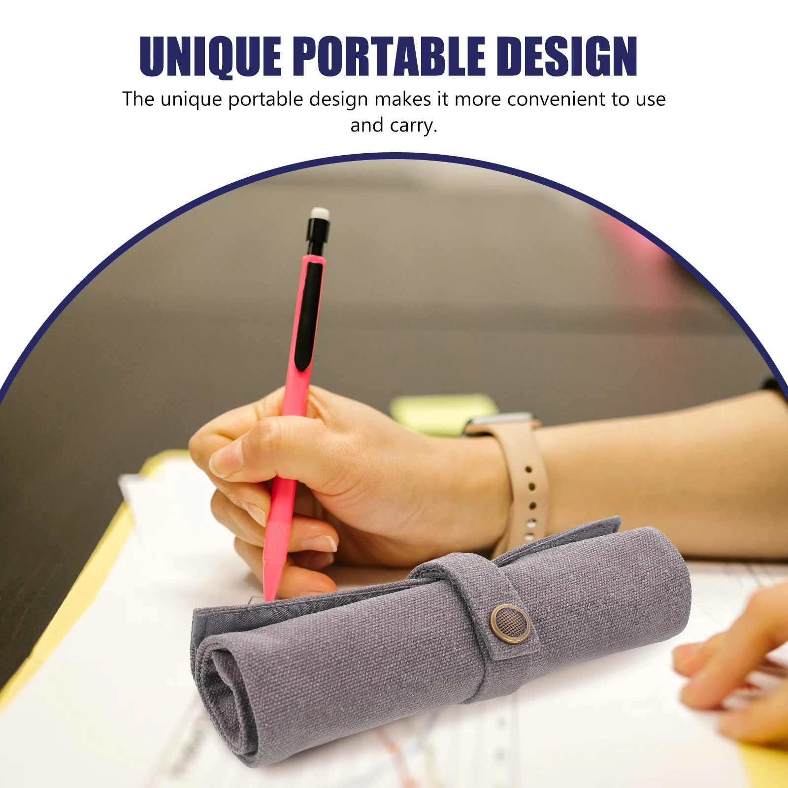 Estuche de lona para lápices, resistente a roturas, duradero, diseño rodante, almacenamiento de lápices coloridos, escritura, dibujo, pintura, accesorios