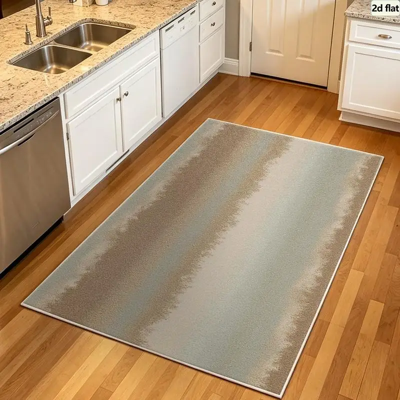 Carpet Flooring Sage Brown Gradient Striped Square Area Rug Vintage Brush Stroke Texture Floor Mat Home Decor