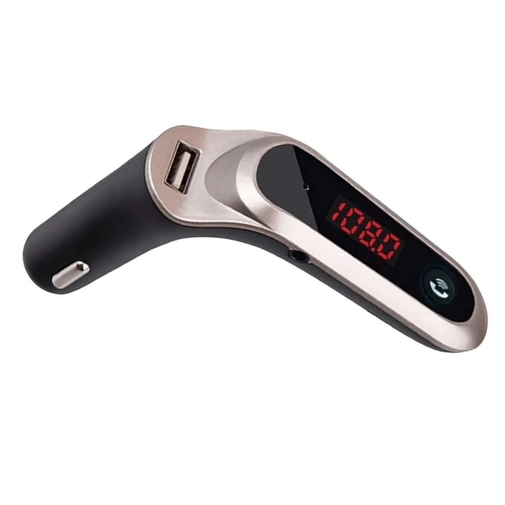 Wireless Handsfree Fm Transmitter for Car Audio System Mp3 Player Card Reader USB 2.1a Fast Charging Dual Port Golden Fm