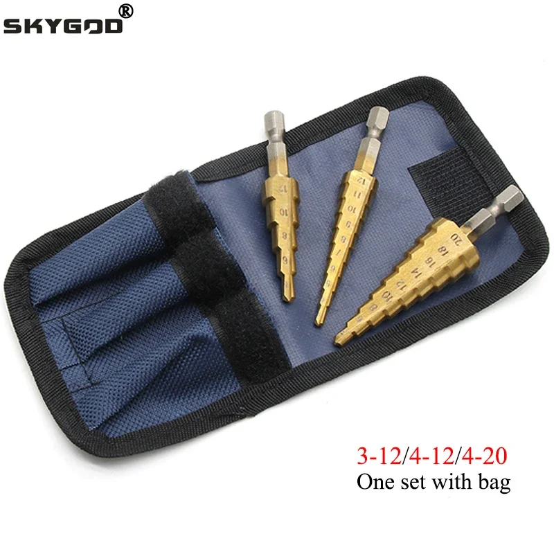 3 Pieces/set of Hexagonal Tower Drill High-speed Drill Bit Titanium-plated Metal Drill Bit Tool Set 3-12mm 4-12mm 4-20mm