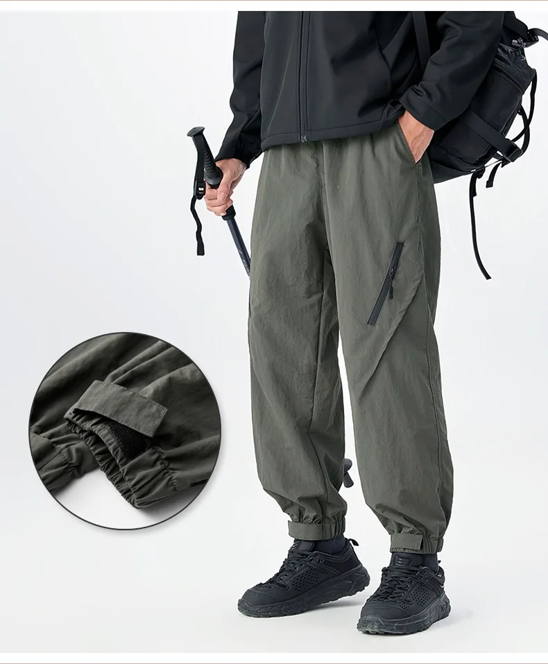 Men's Waterproof Cargo Work Pants Loose Fit Outdoor Jogger Trousers with Cuffed Ankles for Hiking Sports and Casual Wear