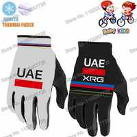 Kids UAE Team 2025 World Champion Cycling Gloves Bicycle Gel Full Finger Glove Winter Boys Road Race Bike Jersey MTB Sports Kits