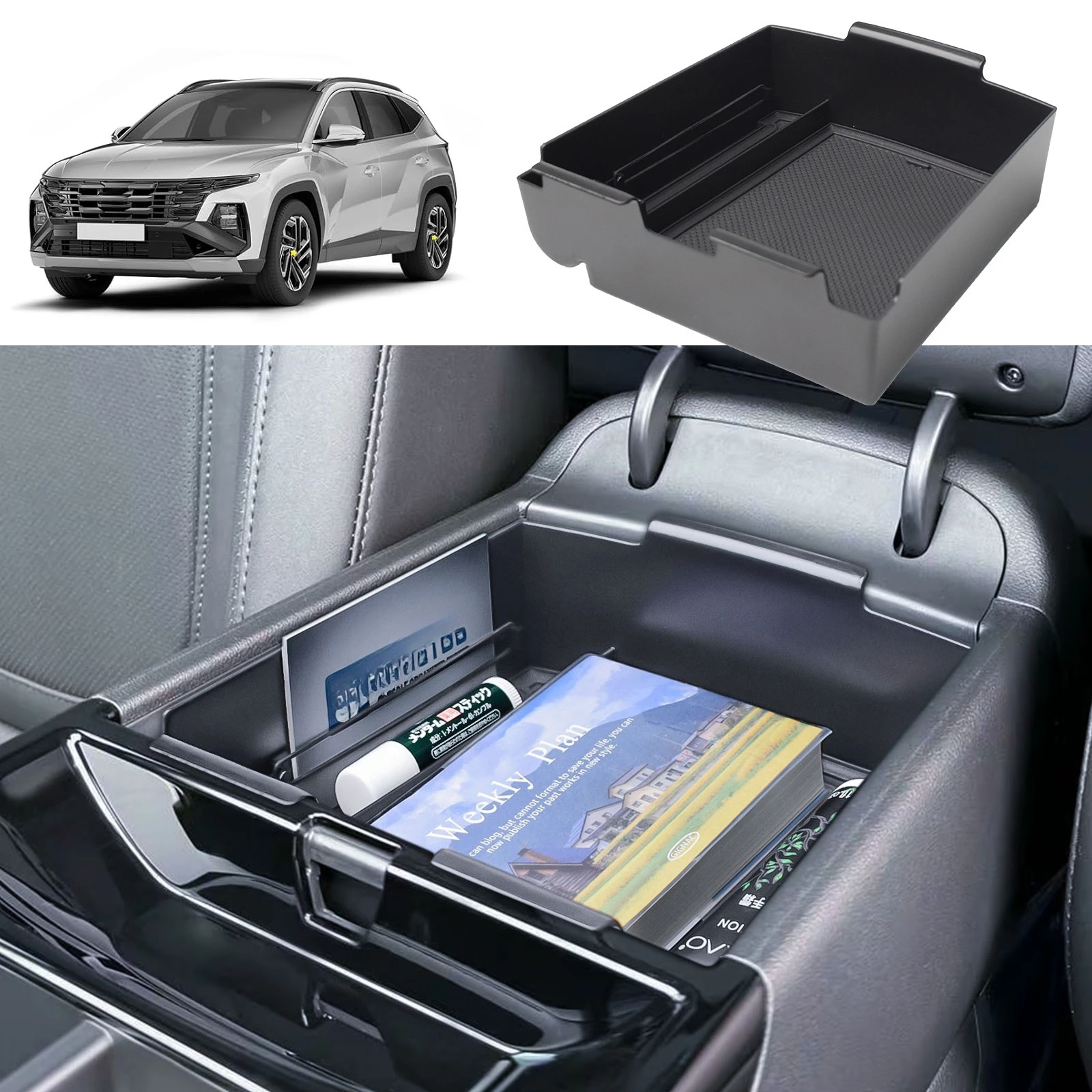 

For 2025 Hyundai Tucson Limited Hybrid Center Console Organizer Tray Accessories Car Armrest Tray Center Console Organizer Tray