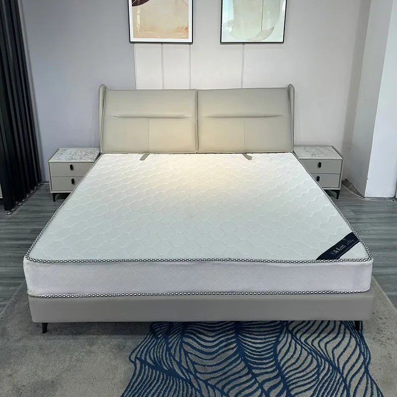 Leather double bed first layer cowhide brand Italian light luxury minimalist soft bed modern minimalist bedroom adjustable