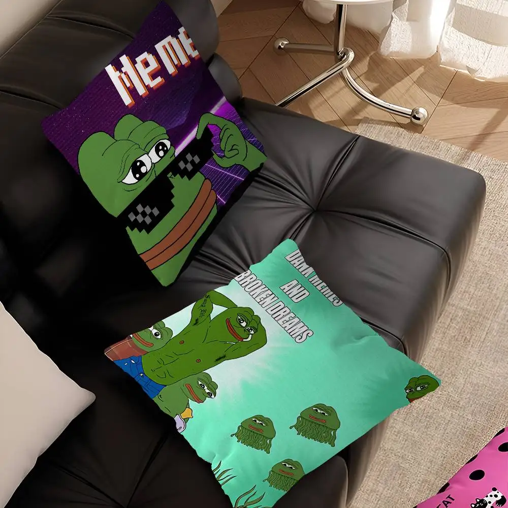 S-Sad F-Frog Meme Cushion Cover Car Throw Pillow Case For Sofa Car Christmas Gift 40x40cm 45x45cm