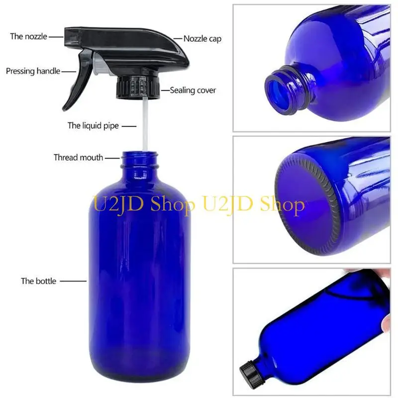 U2JD 2pcs 250ml frascos vidro vazios recipiente recarregável para óleos essenciais