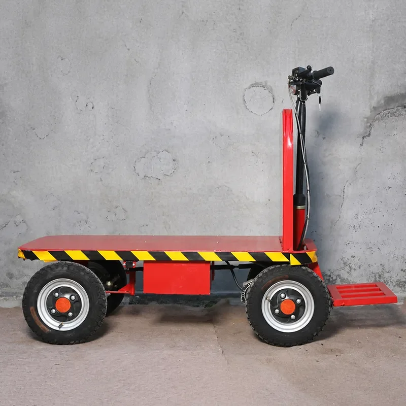 Standing Hand Push Electric Transporter Small Handling Tool Warehouse Logistics Trolley Construction Site Flat Transport