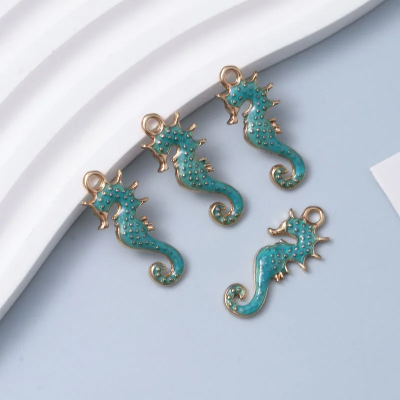 10pcs New Hippocampus Japonicus Enamel Charms Lovely Ocean Animal Pendants For Making DIY Handmade Findings Accessories Necklace