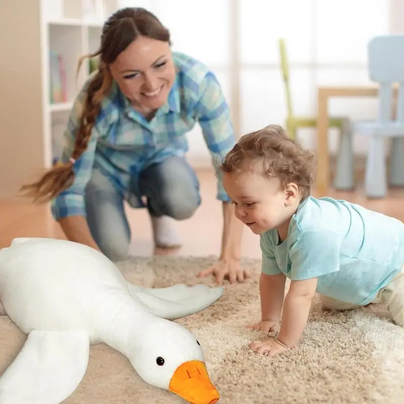 Gooses Plush Stuffed Animal Huging Pillow Yellow Duck Stuffed Swan Plush Dolls Floor Mat Gaint White Gooses Plush For Adult