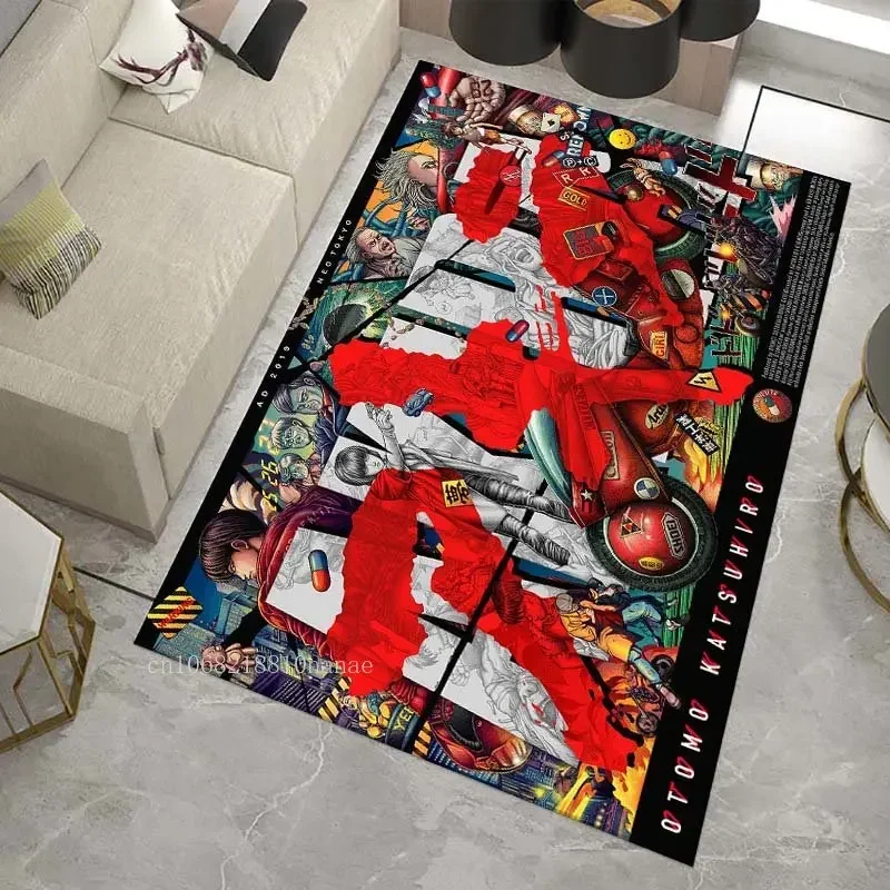 AKIRA Anime Printed Carpet Bedroom Area Rug Sci-Fi Suspense Street Motorcycle Gang Cyberpunk Anti-slip Floor Rug Home Decor