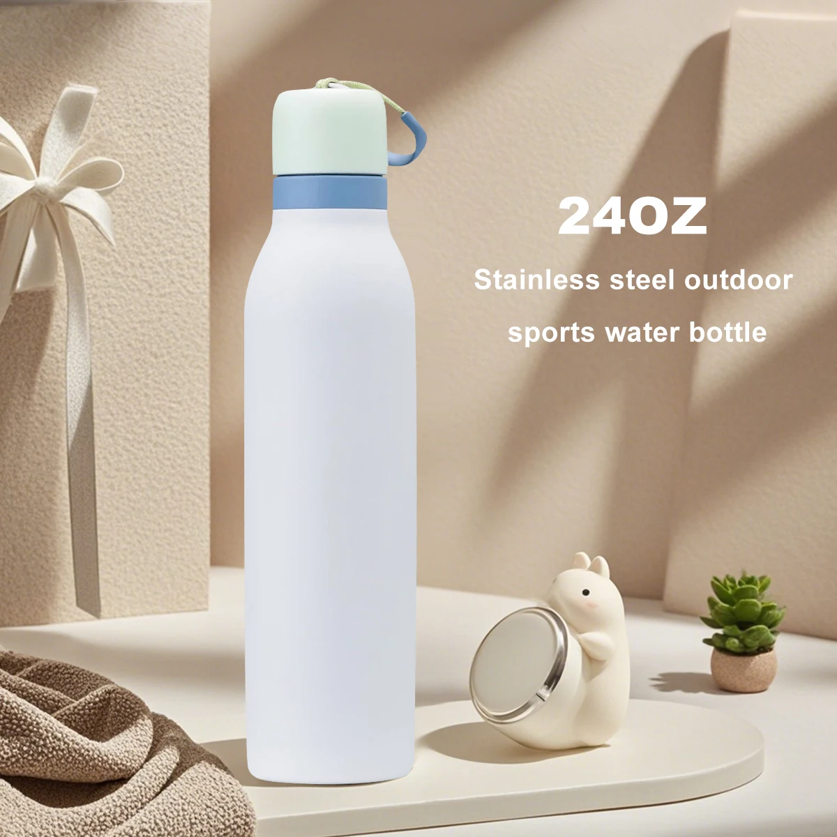 

OwaIa(Iced Breeze White)double-drink Twist Insulated Stainless Steel Water Bottle with Straw for Sports and Travel,24oz/710ml