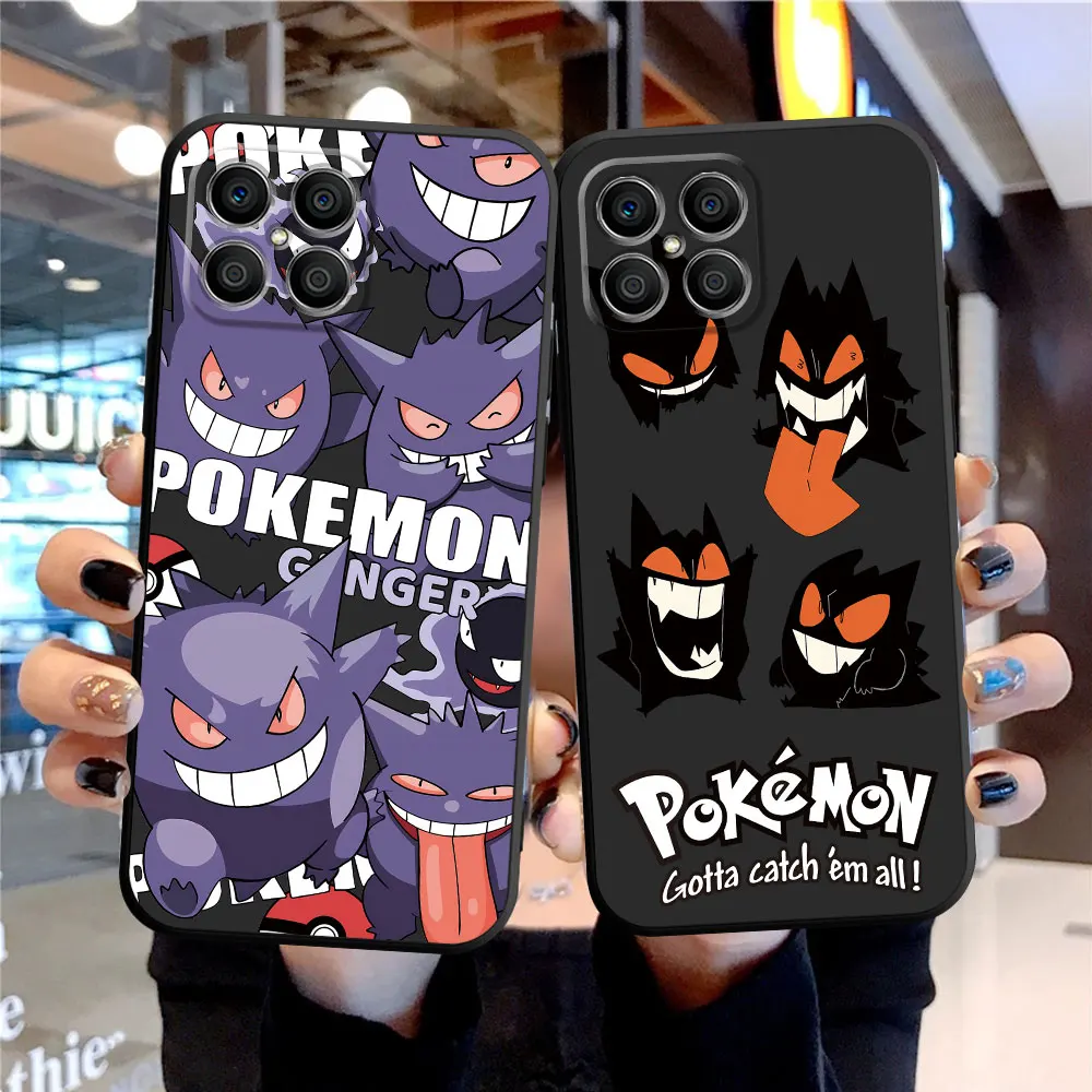 Pokemon Gengar Anime Case For Honor X8 X8A 90 X9a 8X 70 50 20 Magic5 Pro 9x P60 P50 P40 Pro Black Soft Phone Funda