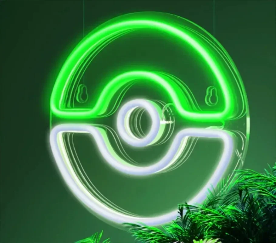 Imagem -04 - Pokeball Neon Logo Ball Luzes Noturnas Led Bola de Jogo Bonito Festa Neon Sign Decoração da Parede do Quarto Gamer Personalizado