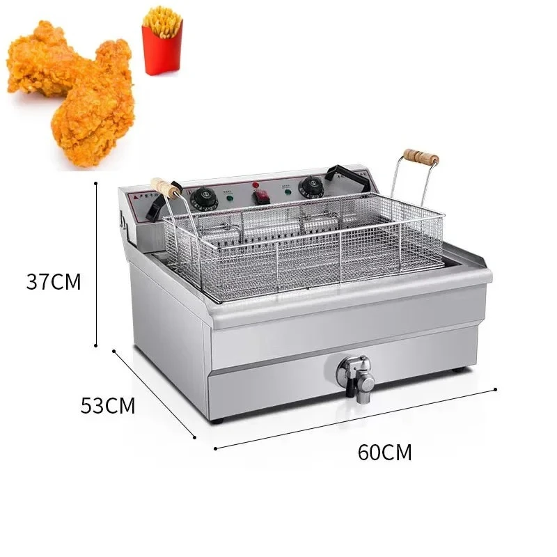 

20L Commercial Gas Deep Fryer with Double Tank Industrial Strength Fast Food Restaurant Kitchen Equipment