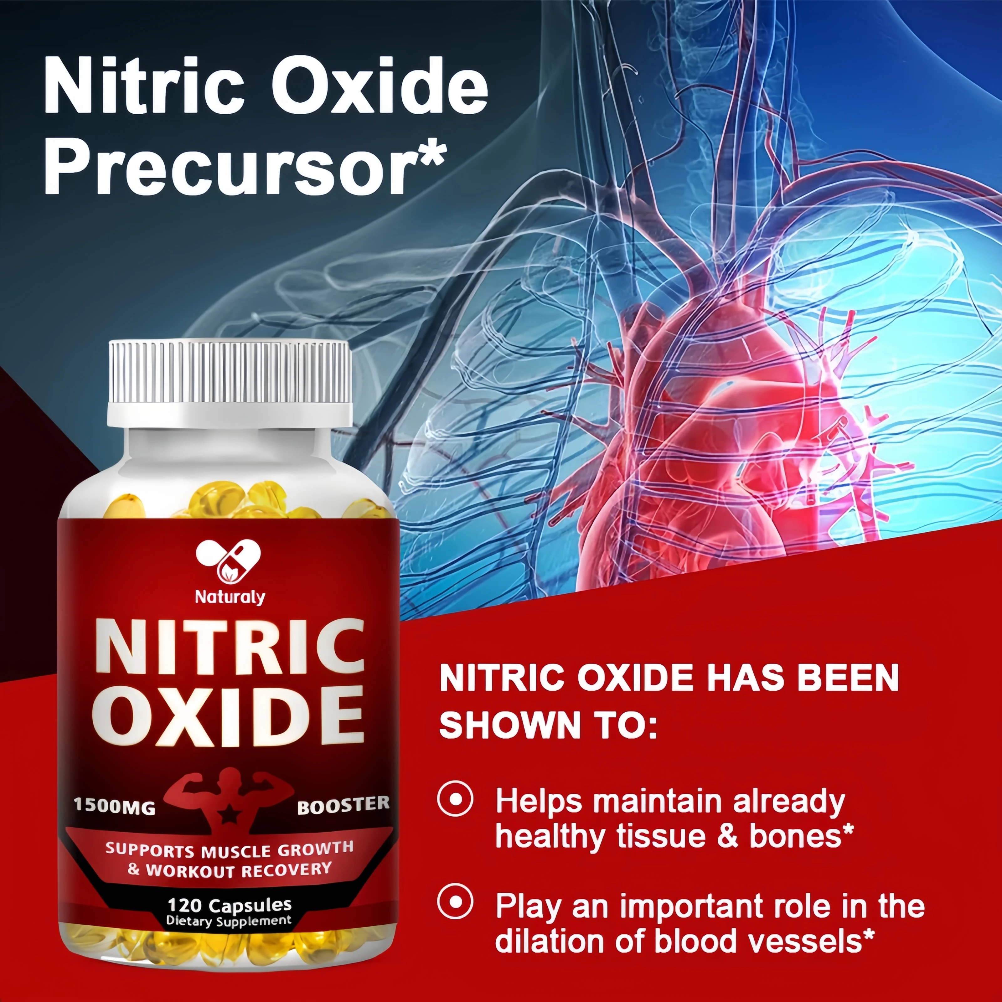 Super Nitric Oxide -L Arginine Strength-Helps Improve Workout Performance-Muscle Growth & Strengthening, Physical Fitness