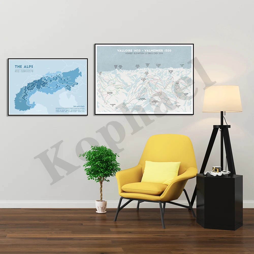 France. Valmaigner. Alps. Great massif. Meribel. Morzine Ski Map. Unique Gift For Him Or Her. Poster For Wall Decoration