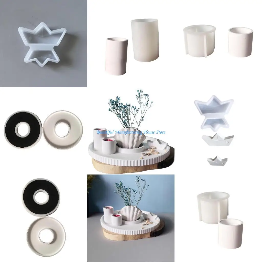 

E56A Sturdy Silicone Striped Round Tray Mold Round Shapes Plate Mold for Crafting Decorative Trays Epoxy Resin Projects