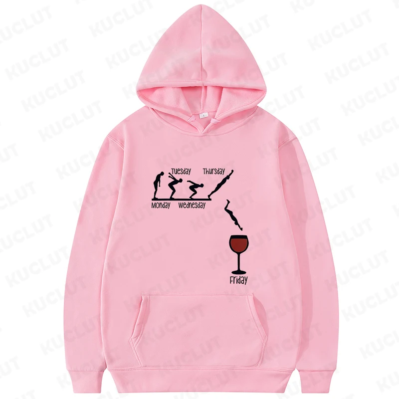 Sudadera con capucha de viernes para mujer, suéter con capucha, ropa de fiesta para amantes de la bebida de vino, prendas de vestir exteriores de manga larga, Y2k