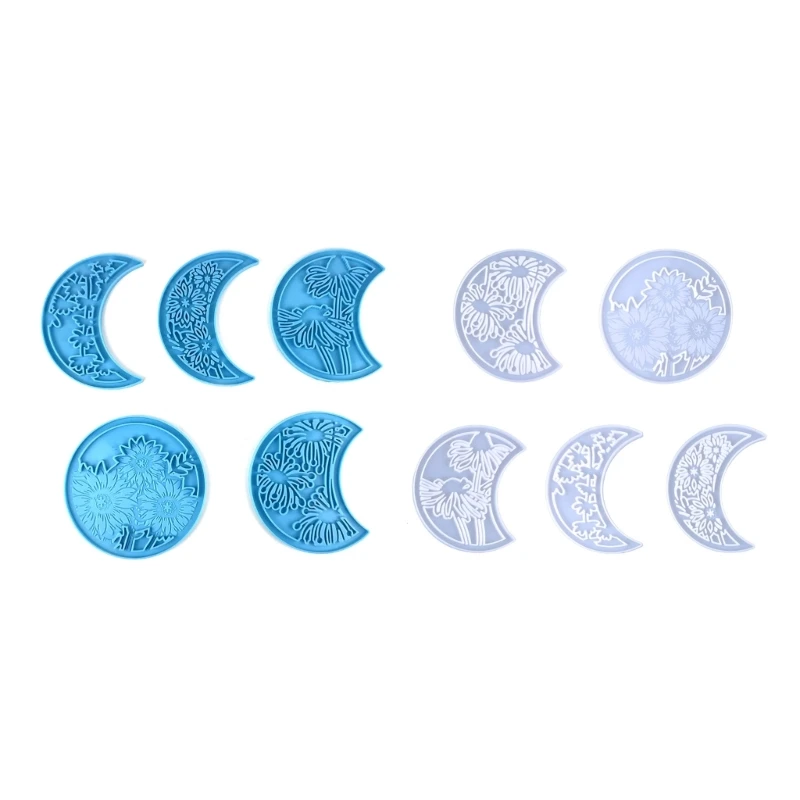 5Pcs Epoxy Moon Wall Hanging Silicone Moulds Moon-phase Combination Decor Mold DIY Desktop Ornaments Pendant Jewelry