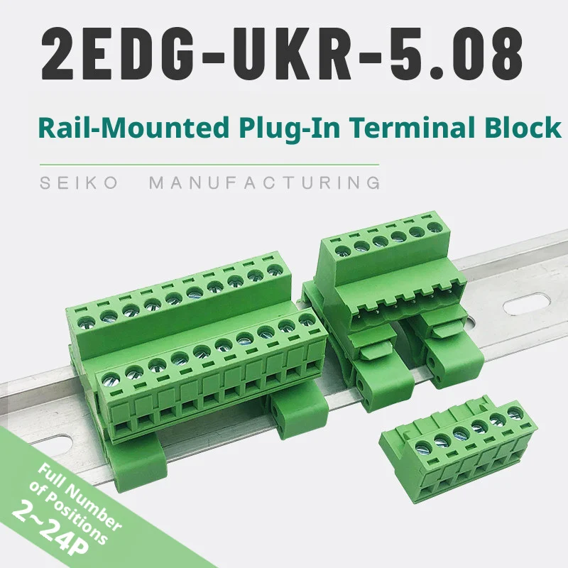 Plug-and-Play DIN Rail Terminal Kit: 2-Pole to 24-Pole, 15A, 300V, UL94-V0 PA66, Steel Crimp Frame, Reusable