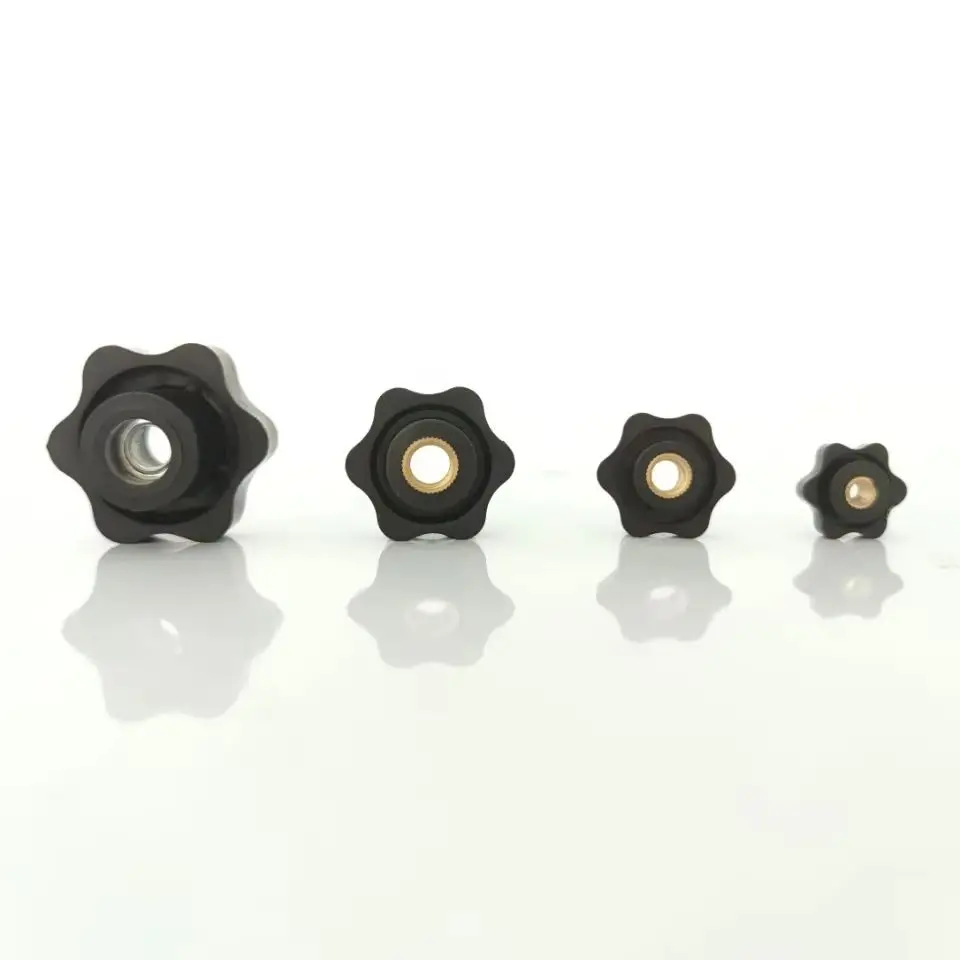 5PCS M4 M5 M6 M8 M10 M12 Plum Hand Tighten Nuts Handle Thread Mechanical Black Thumb Nuts Clamping Knob Manual Nuts Perforated