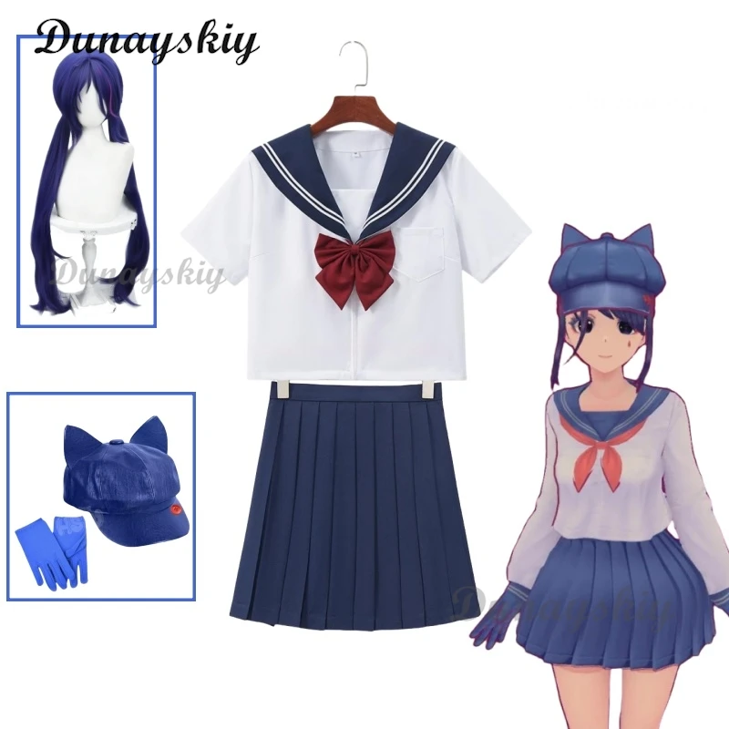 

Anime Horror Game MiSide Mita Cosplay Costume Wig JK School Uniform Wig Cute Dress Wigs For Halloween Girls Woman