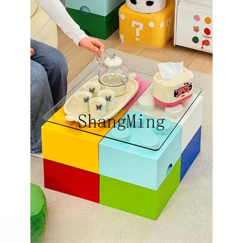 

SM building block dopamine stackable small coffee table splicing next to living room decorative storage box sofa side cabinet