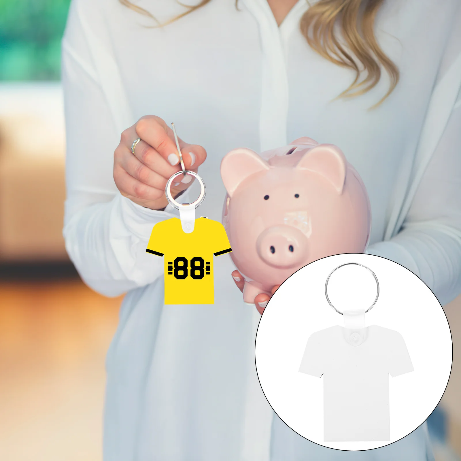 

40pcs Mdf Fiberboard Keychain Blanks Diy Sublimation Crafts Heat Transfer Key Chains Decorative Pendant Supplies Art Craft