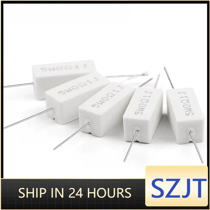 Cement Resistor SQP RX27-1 5W 0.01RJ 0.22/33/47/56/100/620/750/820/910R 100K Ohm 5Watts
